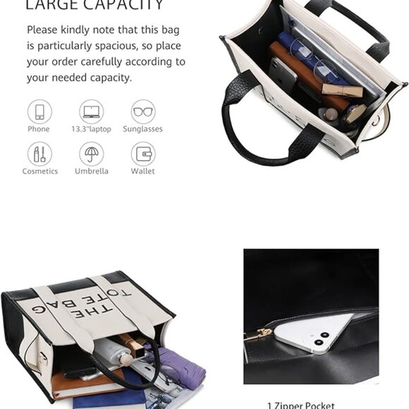 Leather Tote Bag 10.6X13X6.3in - Picture 5 of 9